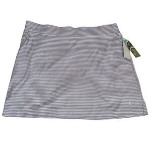 Bermuda Sands Womens Nan Steel Grey Diamond Print Performance Golf Skort L NEW